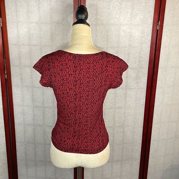 Guess Jeans Black & Red Nylon Logo Short Sleeve Top (Size: Medium) - Picture 3 of 13